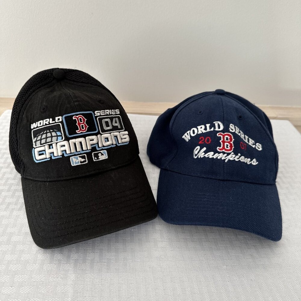 Boston Red Sox 2004 &‎ 2007 Vintage World Series Champions MLB Hat/cap Lot Of 2
